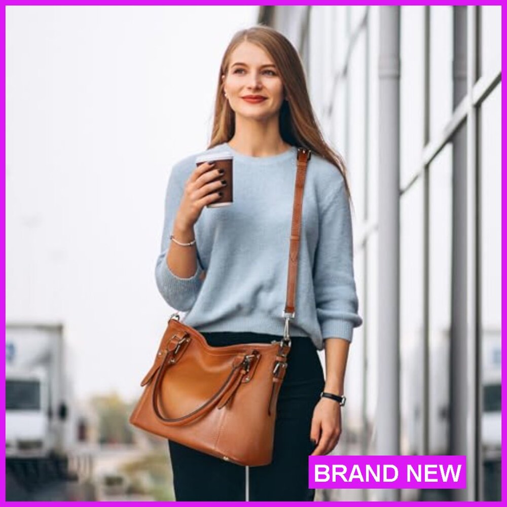 Genuine Leather Tote Shoulder Bag Hobo Crossbody Satchel Purse Top Handle - Picture 3 of 7
